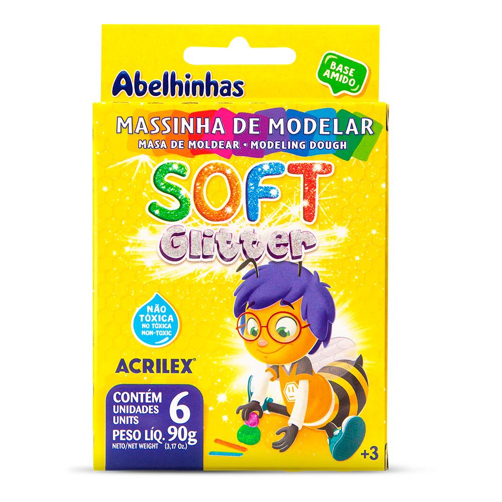 Masa soft 6 col glitter x 90gr