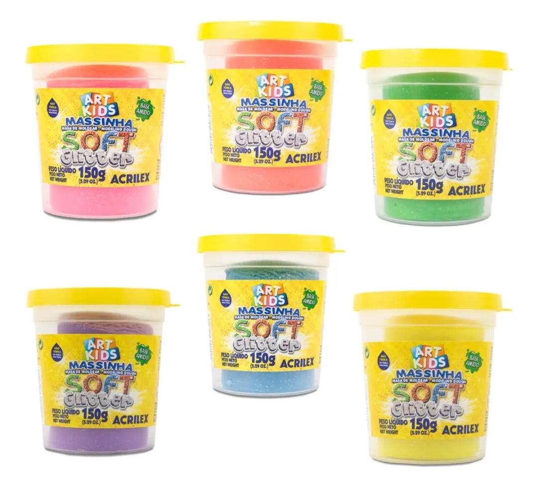 Pote masa soft glitter  x 6 150gr