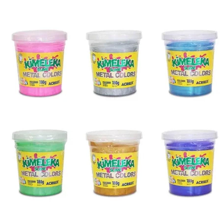 Kimeleka Slime Metal 180g 6 colores marca Acrilex Didacticos del Sur