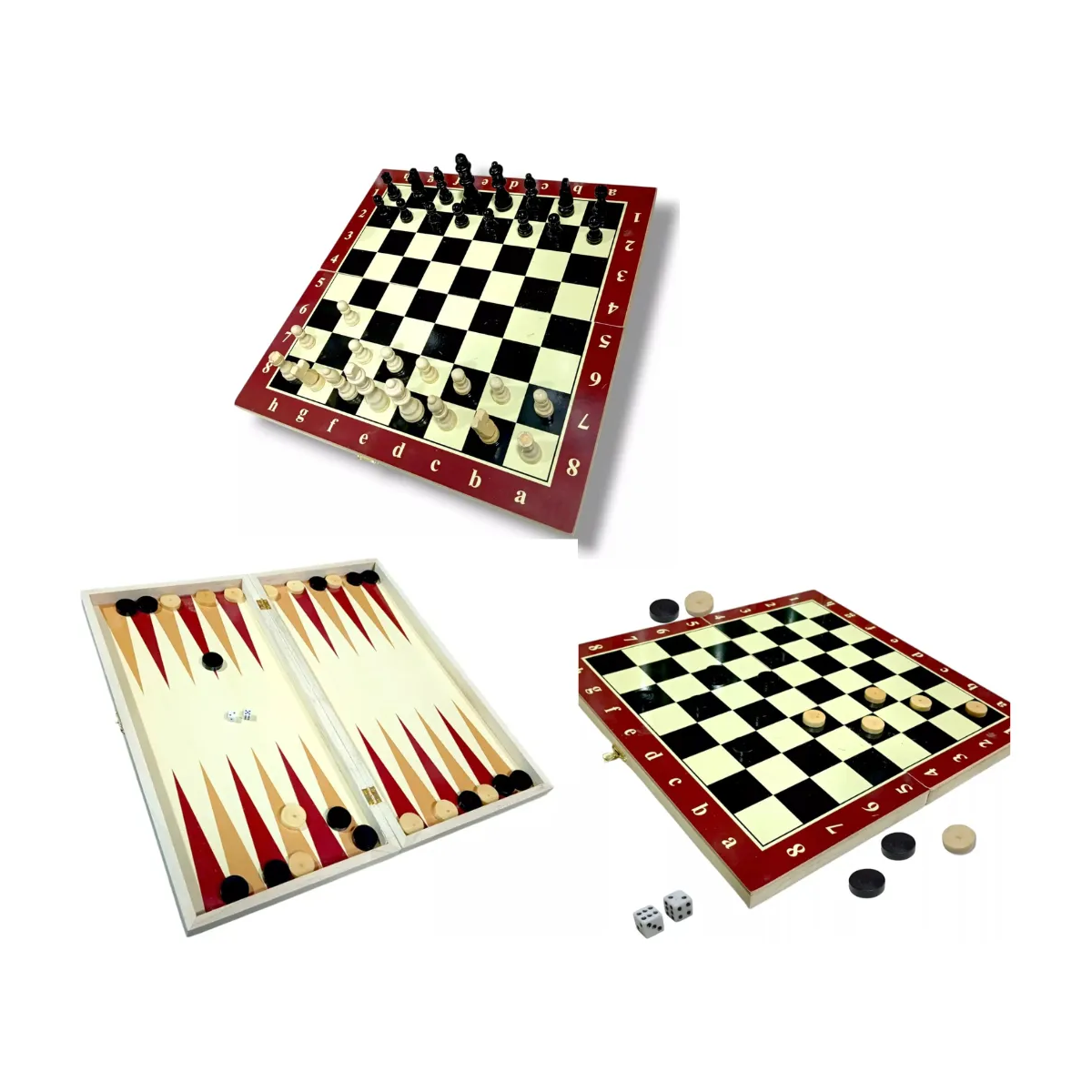 Ajedrez/Damas/Backgamon de madera