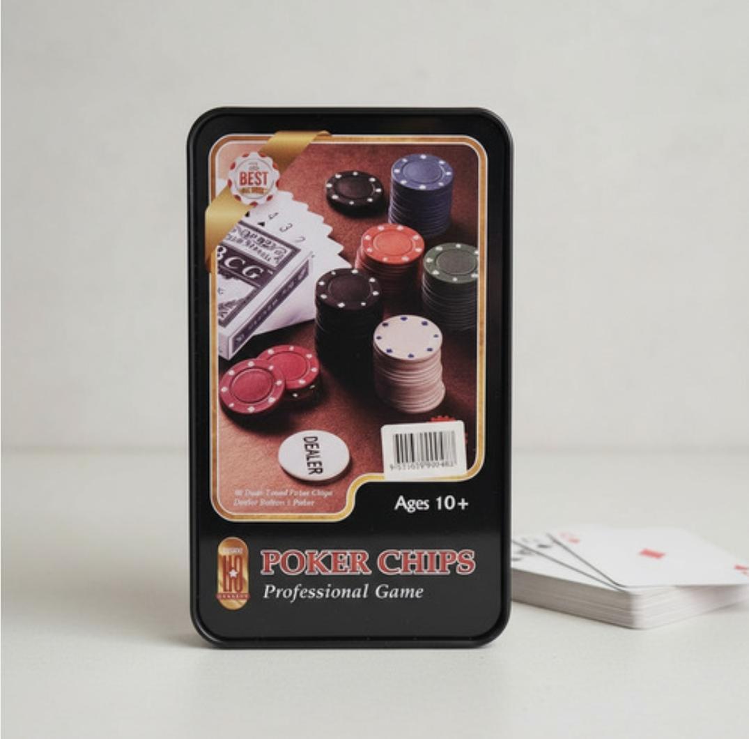 Set de cartas poker lata 80fichas-56541