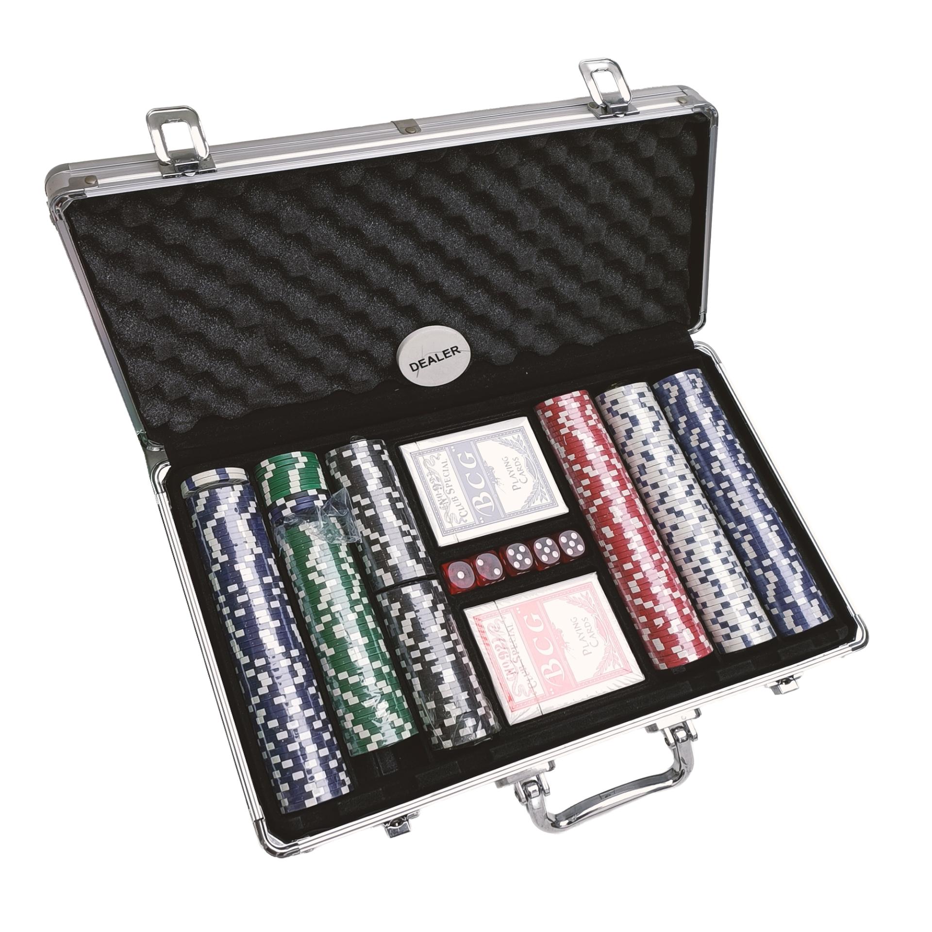 Maletin de poker 300 fichas 2 mazos 5 dados-57480