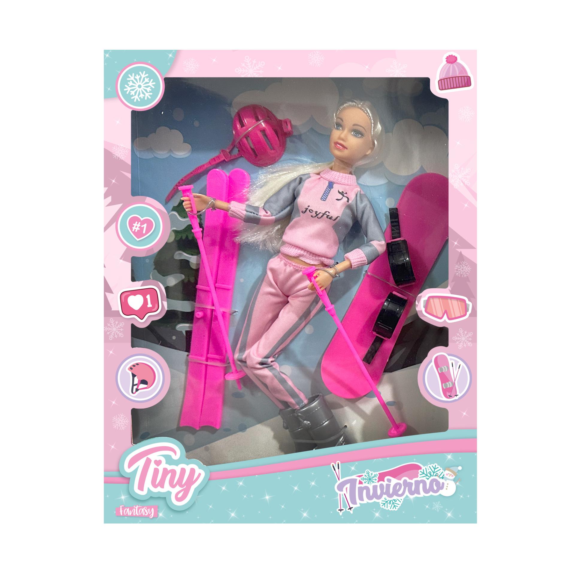 Muñeca Tiny Snowboard + ski-54924