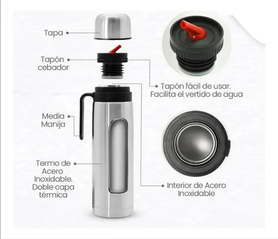Termo plateado media manija