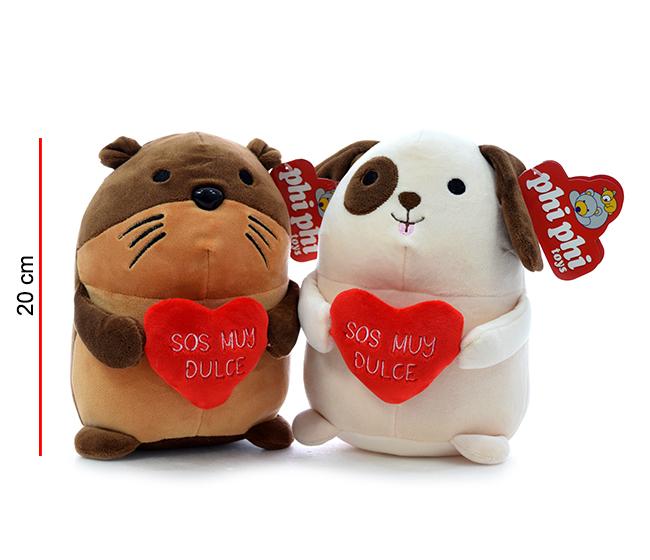Castor Perro Sapo Koala con corazon 20cm-8185