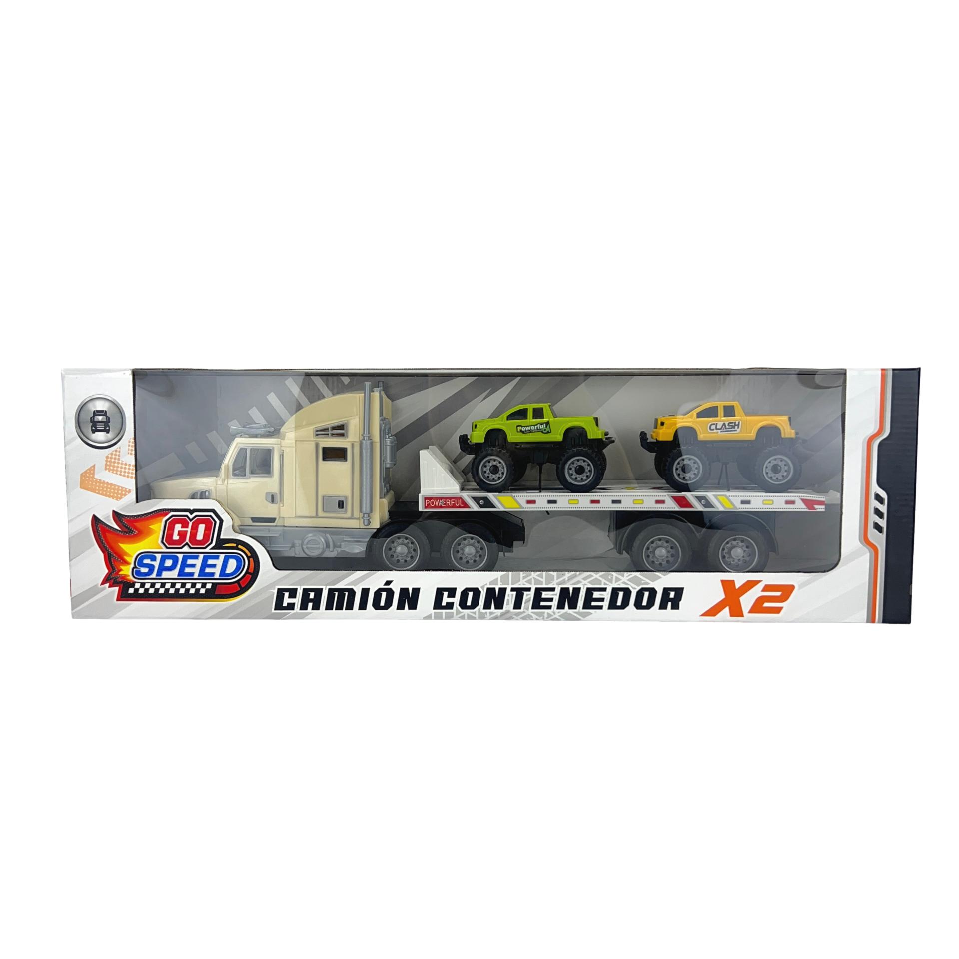 Camion con contenedor con 2 autos-57431